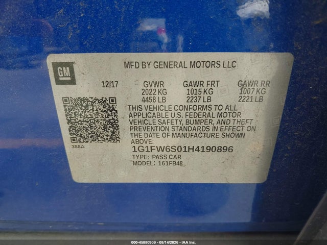 Продажа на аукционе авто 2017 Chevrolet Bolt Ev Lt, vin: 1G1FW6S01H4190896, номер лота: 45880909