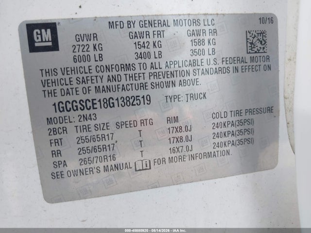 1GCGSCE18G1382519 Chevrolet Colorado 2wd Lt