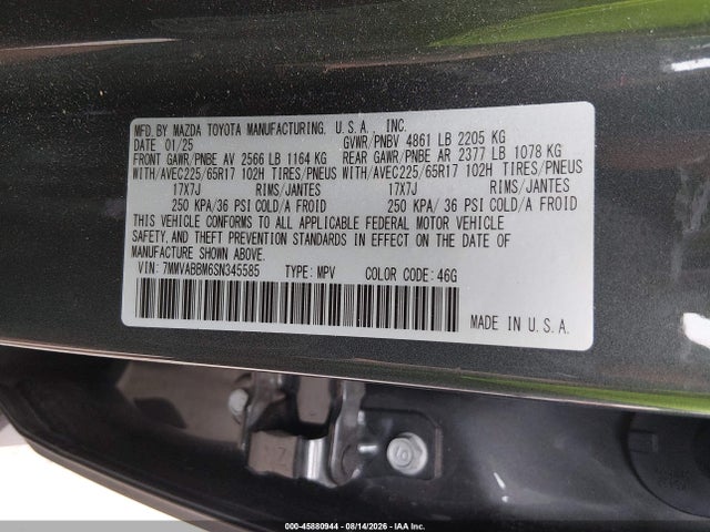45880944 :رقم المزاد ، 7MMVABBM6SN345585 vin ، 2025 Mazda Cx-50 2.5 S Preferred Package مزاد بيع