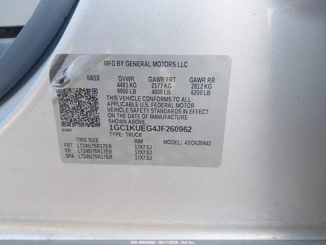 Chevrolet Silverado 2500hd Wt 2018 1GC1KUEG4JF260962 Image 9