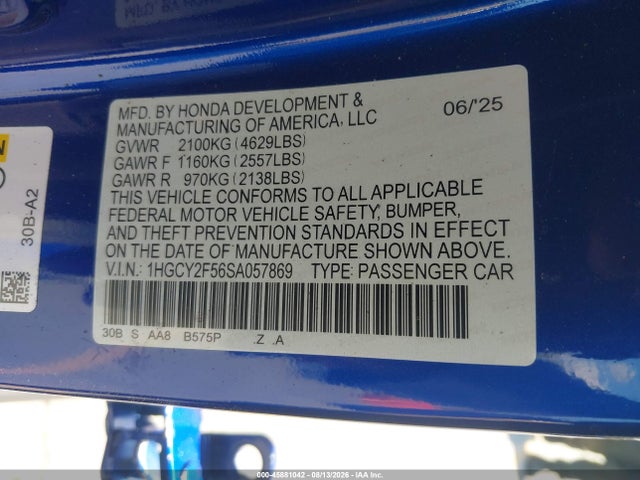 1HGCY2F56SA057869 Honda Accord Hybrid Sport