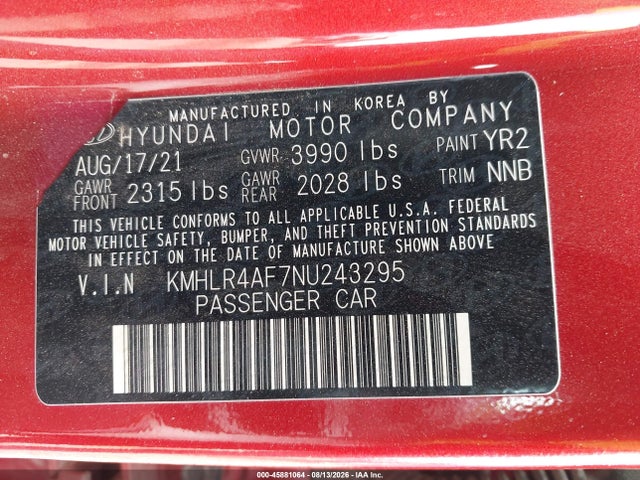 KMHLR4AF7NU243295 Hyundai Elantra N Line