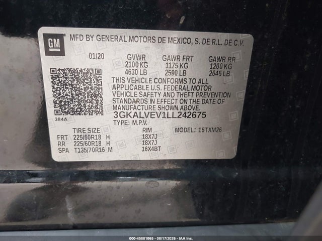 Продажа на аукционе авто 2020 Gmc Terrain Awd Slt, vin: 3GKALVEV1LL242675, номер лота: 45881065