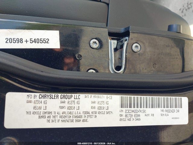 2013 Chrysler 300 Motown მანქანა იყიდება აუქციონზე, vin: 2C3CCAAG5DH741501, აუქციონის ნომერი: 45881210