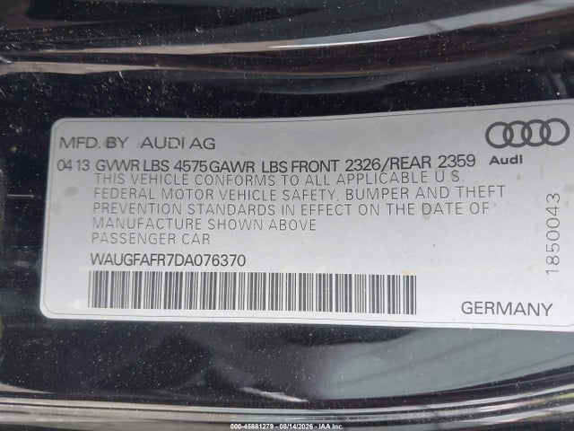 Aukcja sprzedaży 2013 Audi A5 2.0t Premium, vin: WAUGFAFR7DA076370, numer aukcji: 45881279