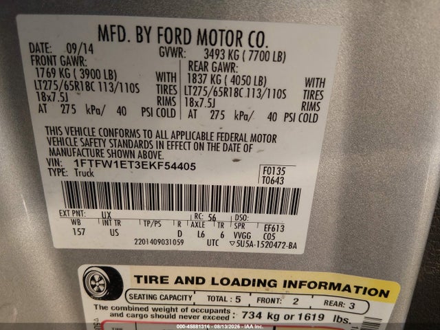 Ford F-150 Xlt 2014 1FTFW1ET3EKF54405 Image 9