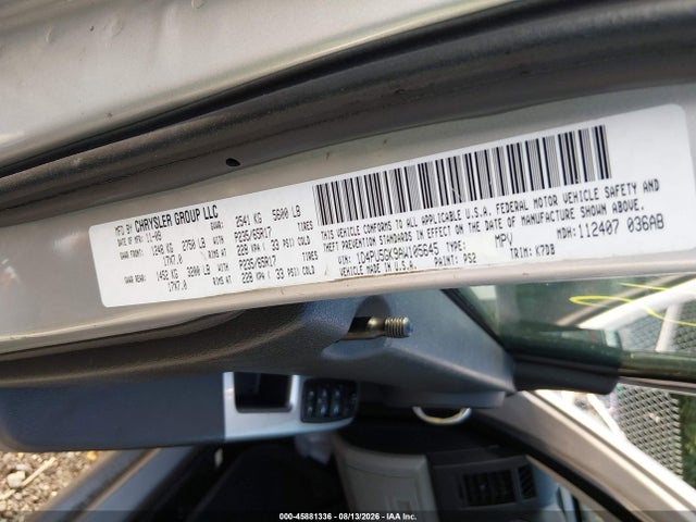 45881336 :رقم المزاد ، 1D4PU5GK9AW105645 vin ، 2010 Dodge Nitro Sxt مزاد بيع