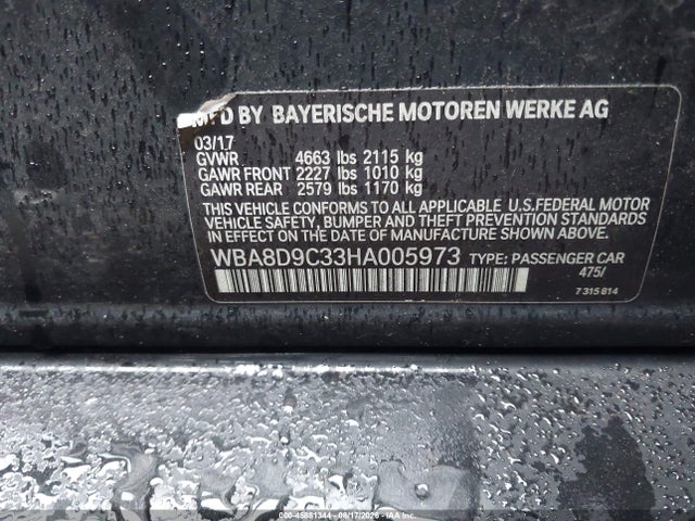 Aukcja sprzedaży 2017 Bmw 330i Xdrive, vin: WBA8D9C33HA005973, numer aukcji: 45881344