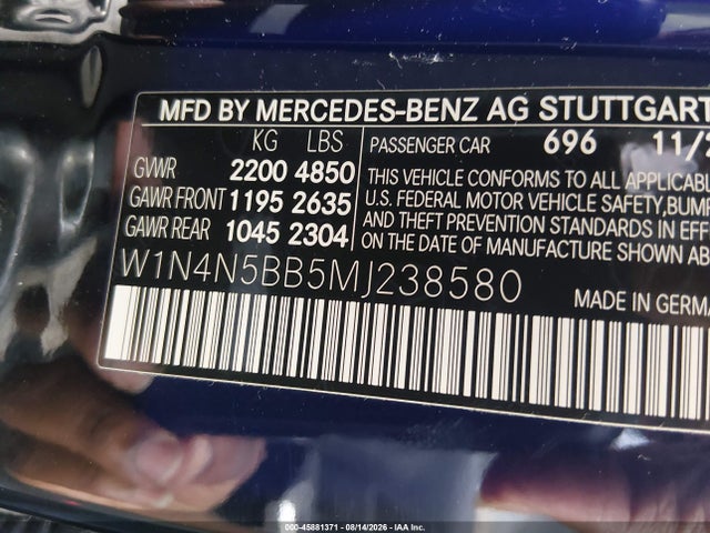 Продажа на аукционе авто 2021 Mercedes-benz Amg Gla 35 4matic, vin: W1N4N5BB5MJ238580, номер лота: 45881371