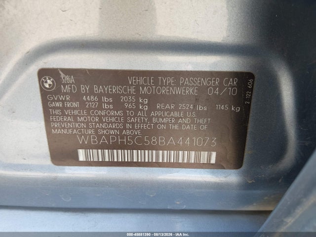 2011 Bmw 328i მანქანა იყიდება აუქციონზე, vin: WBAPH5C58BA441073, აუქციონის ნომერი: 45881390