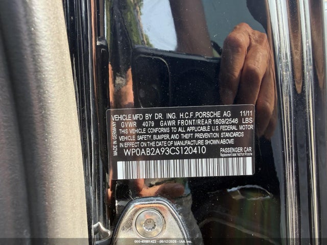 Продаж на аукціоні авто 2012 Porsche 911 Carrera S, vin: WP0AB2A93CS120410, номер лоту: 45881423