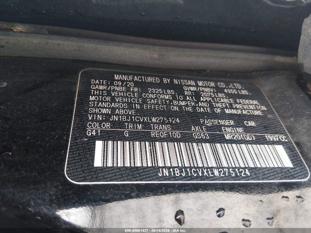 Продаж на аукціоні авто 2020 Nissan Rogue Sport S Fwd Xtronic Cvt, vin: JN1BJ1CVXLW275124, номер лоту: 45881437