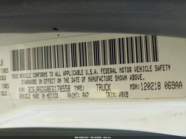 Aukcja sprzedaży 2014 Ram 1500 Tradesman, vin: 3C6JR6DG8EG178558, numer aukcji: 45881447