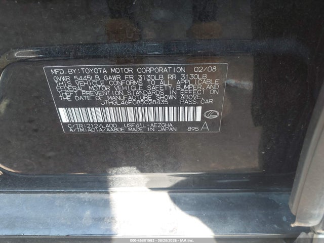 Продаж на аукціоні авто 2008 Lexus Ls 460 L, vin: JTHGL46F085028435, номер лоту: 45881583