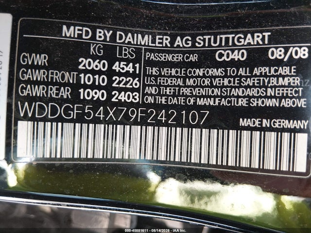 Продажа на аукционе авто 2009 Mercedes-benz C 300 Luxury/sport, vin: WDDGF54X79F242107, номер лота: 45881611