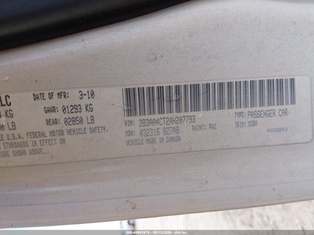 Продаж на аукціоні авто 2010 Dodge Charger, vin: 2B3AA4CT2AH207793, номер лоту: 45881676