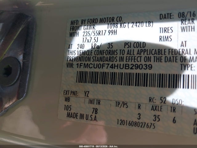 Ford ESCAPE S 2017 1FMCU0F74HUB29039 Image 9