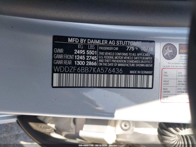Продаж на аукціоні авто 2019 Mercedes-benz Amg E 53 4matic, vin: WDDZF6BB7KA576436, номер лоту: 45881789