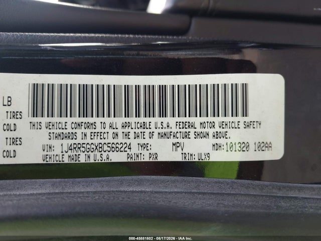 45881802 :رقم المزاد ، 1J4RR5GGXBC566224 vin ، 2011 Jeep Grand Cherokee Limited مزاد بيع