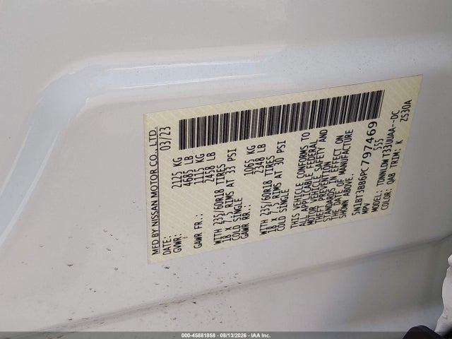 45881858 :رقم المزاد ، 5N1BT3BB6PC797469 vin ، 2023 Nissan Rogue Sv Intelligent Awd مزاد بيع