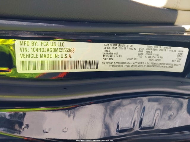 Продажа на аукционе авто 2021 Dodge Durango Sxt Plus Awd, vin: 1C4RDJAG0MC555368, номер лота: 45881899