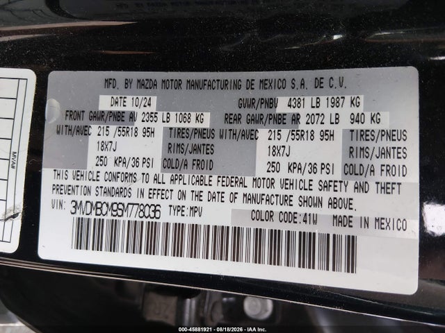 Aukcja sprzedaży 2025 Mazda Cx-30 2.5 S Preferred Package, vin: 3MVDMBCM9SM778036, numer aukcji: 45881921