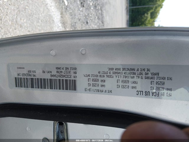 45881973 :رقم المزاد ، 2C3CDXAG2KH734048 vin ، 2019 Dodge Charger Police Rwd مزاد بيع