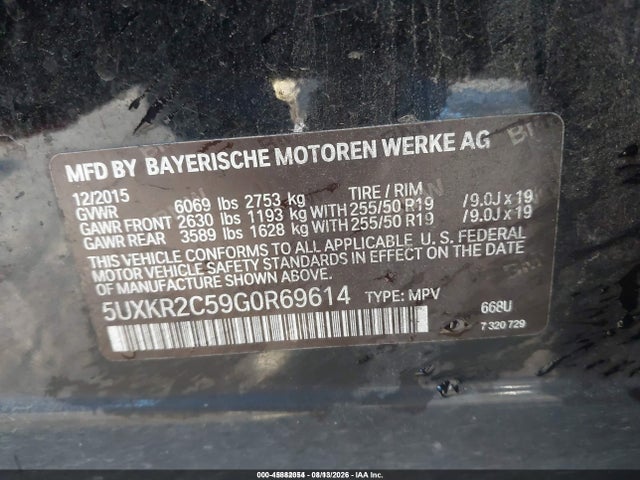 45882054 :رقم المزاد ، 5UXKR2C59G0R69614 vin ، 2016 Bmw X5 Sdrive35i مزاد بيع