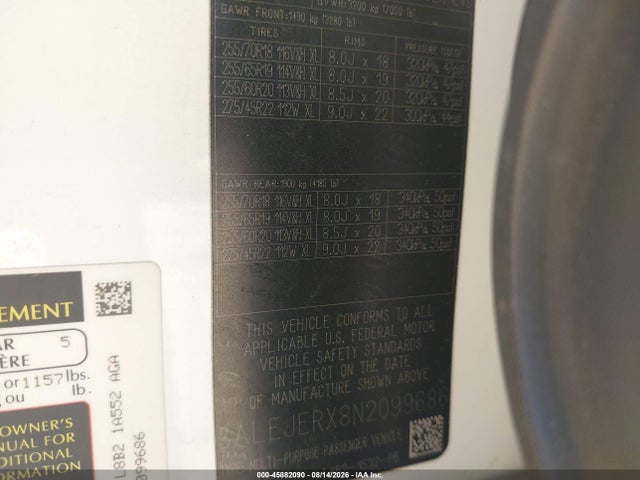 Продажа на аукционе авто 2022 Land Rover Defender 110 S, vin: SALEJERX8N2099686, номер лота: 45882090