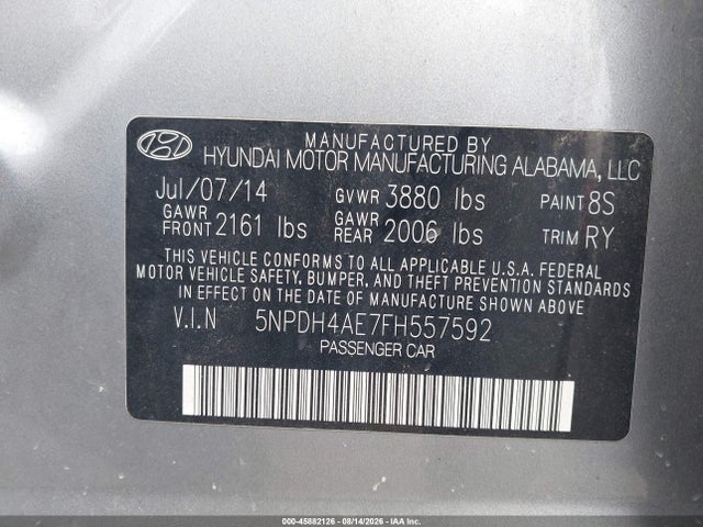 Продажа на аукционе авто 2015 Hyundai Elantra Se, vin: 5NPDH4AE7FH557592, номер лота: 45882126