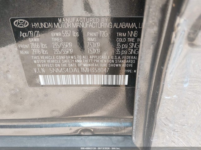 5NMS4DAL1MH358047 Hyundai Santa Fe Limited