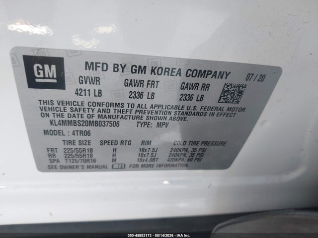 Aukcja sprzedaży 2021 Buick Encore Gx Fwd Preferred, vin: KL4MMBS20MB037506, numer aukcji: 45882173
