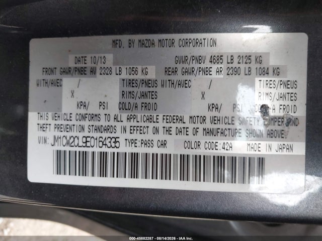 Aukcja sprzedaży 2014 Mazda Mazda5 Touring, vin: JM1CW2CL9E0164335, numer aukcji: 45882287
