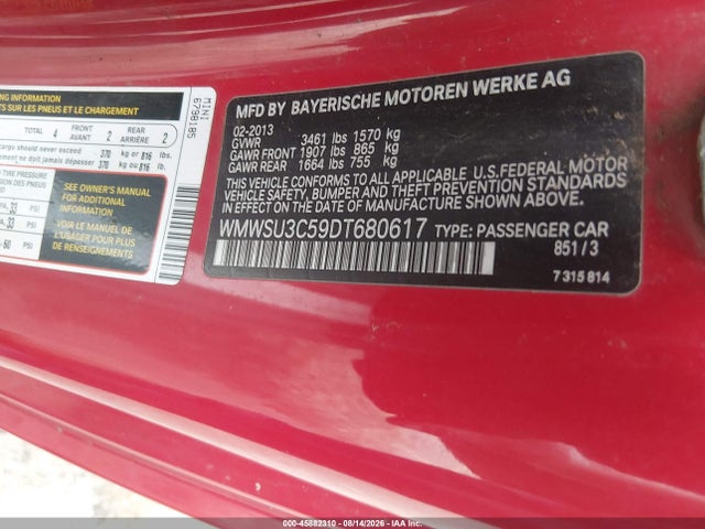 Aukcja sprzedaży 2013 Mini Hardtop Cooper, vin: WMWSU3C59DT680617, numer aukcji: 45882310