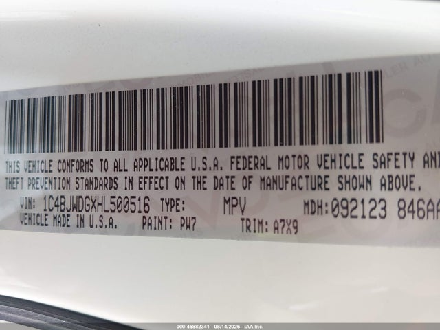 Продаж на аукціоні авто 2017 Jeep Wrangler Unlimited Sport, vin: 1C4BJWDGXHL500516, номер лоту: 45882341