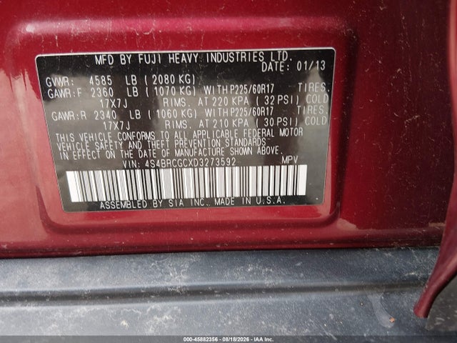 Продаж на аукціоні авто 2013 Subaru Outback 2.5i Premium, vin: 4S4BRCGCXD3273592, номер лоту: 45882356