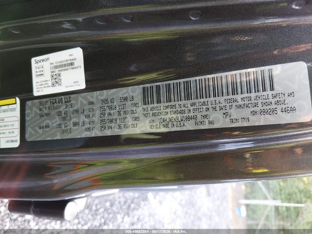 Auction sale of the 2020 Jeep Wrangler Unlimited Sahara 4x4, vin: 1C4HJXEN9LW108440, lot number: 45882384