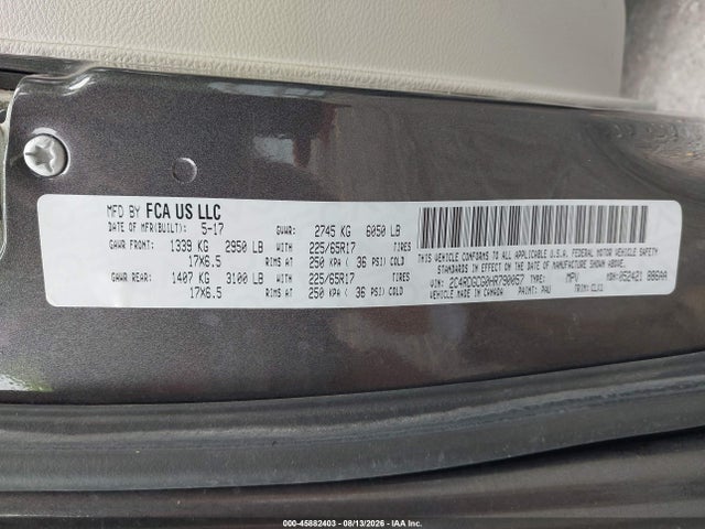 2017 Dodge Grand Caravan Sxt მანქანა იყიდება აუქციონზე, vin: 2C4RDGCG0HR790057, აუქციონის ნომერი: 45882403