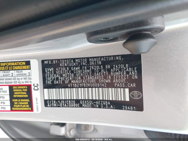 2019 Toyota Avalon Xse მანქანა იყიდება აუქციონზე, vin: 4T1BZ1FB2KU009142, აუქციონის ნომერი: 45882412