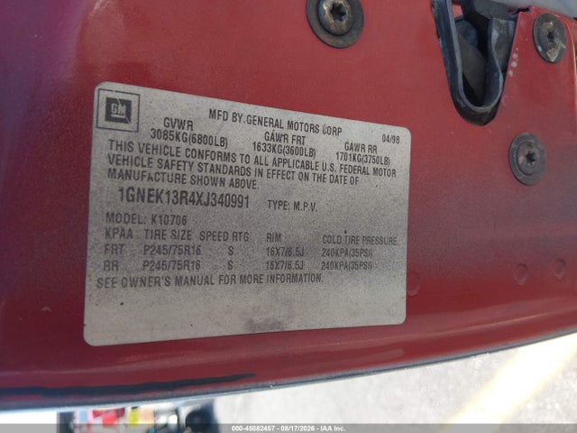 Продаж на аукціоні авто 1999 Chevrolet Tahoe Ls, vin: 1GNEK13R4XJ340991, номер лоту: 45882457