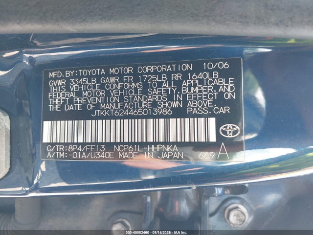 Продажа на аукционе авто 2006 Scion Xa, vin: JTKKT624465013986, номер лота: 45882460
