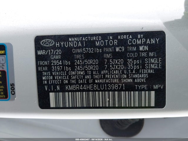 Aukcja sprzedaży 2020 Hyundai Palisade Sel, vin: KM8R44HE8LU139871, numer aukcji: 45882487
