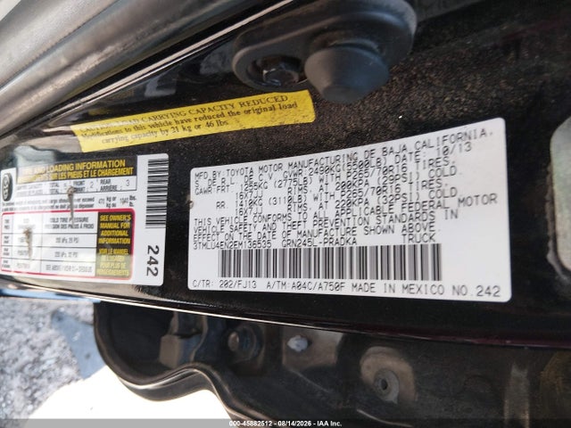 Aukcja sprzedaży 2014 Toyota Tacoma Base V6, vin: 3TMLU4EN2EM136535, numer aukcji: 45882512