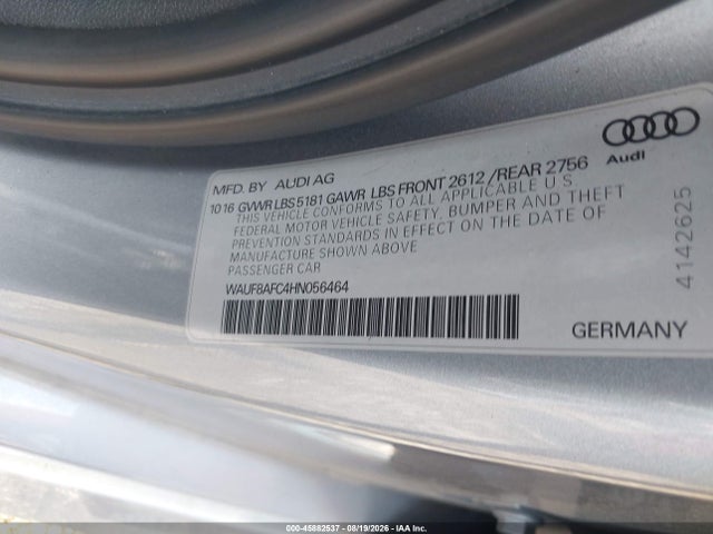 Aukcja sprzedaży 2017 Audi A6 Premium, vin: WAUF8AFC4HN056464, numer aukcji: 45882537