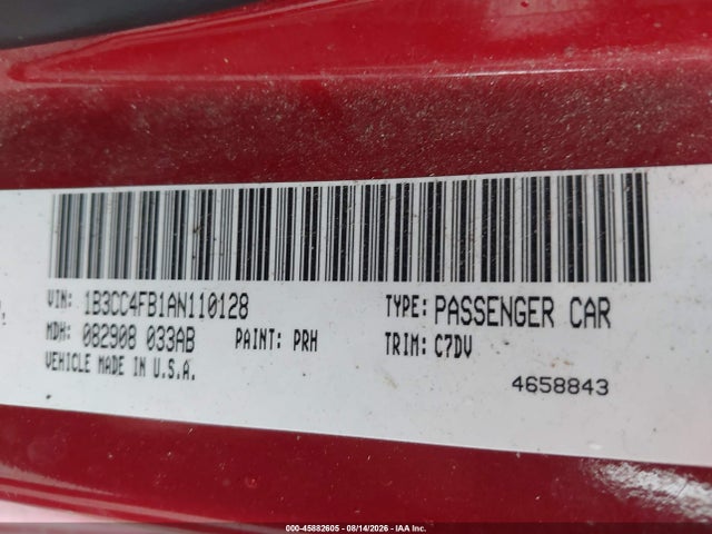 Продажа на аукционе авто 2010 Dodge Avenger Sxt, vin: 1B3CC4FB1AN110128, номер лота: 45882605