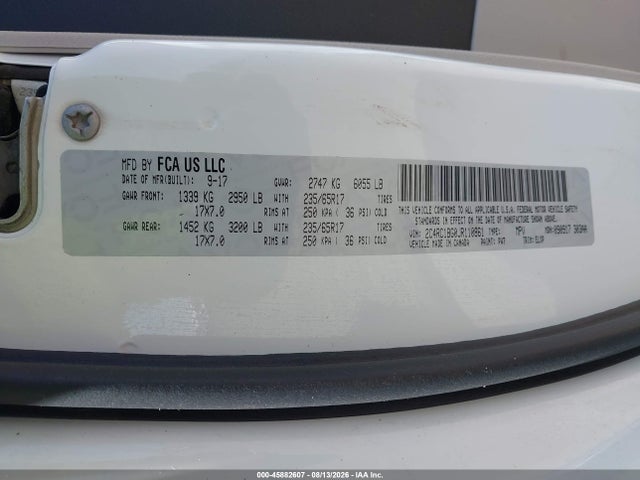 Aukcja sprzedaży 2018 Chrysler Pacifica Touring L, vin: 2C4RC1BG0JR110861, numer aukcji: 45882607