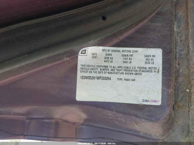 Aukcja sprzedaży 1998 Oldsmobile Intrigue Gl, vin: 1G3WS52K1WF333264, numer aukcji: 45882610