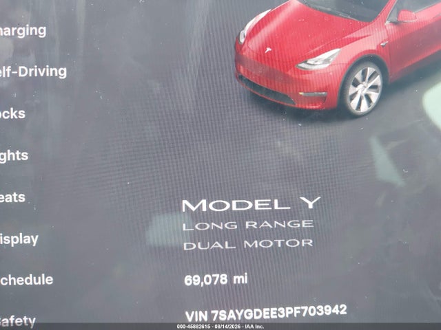 Продажа на аукционе авто 2023 Tesla Model Y, vin: 7SAYGDEE3PF703942, номер лота: 45882615