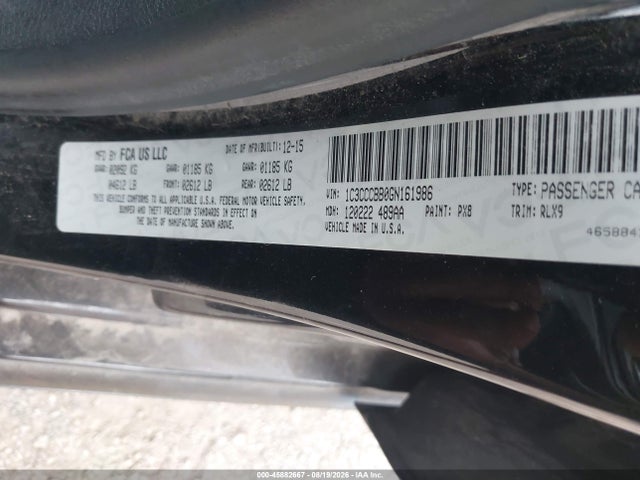 45882667 :رقم المزاد ، 1C3CCCBB0GN161986 vin ، 2016 Chrysler 200 S مزاد بيع