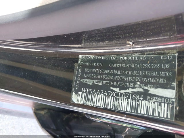Продажа на аукционе авто 2012 Porsche Panamera 4, vin: WP0AA2A78CL071684, номер лота: 45882720